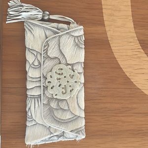 Pony hair chinoiserie clutch